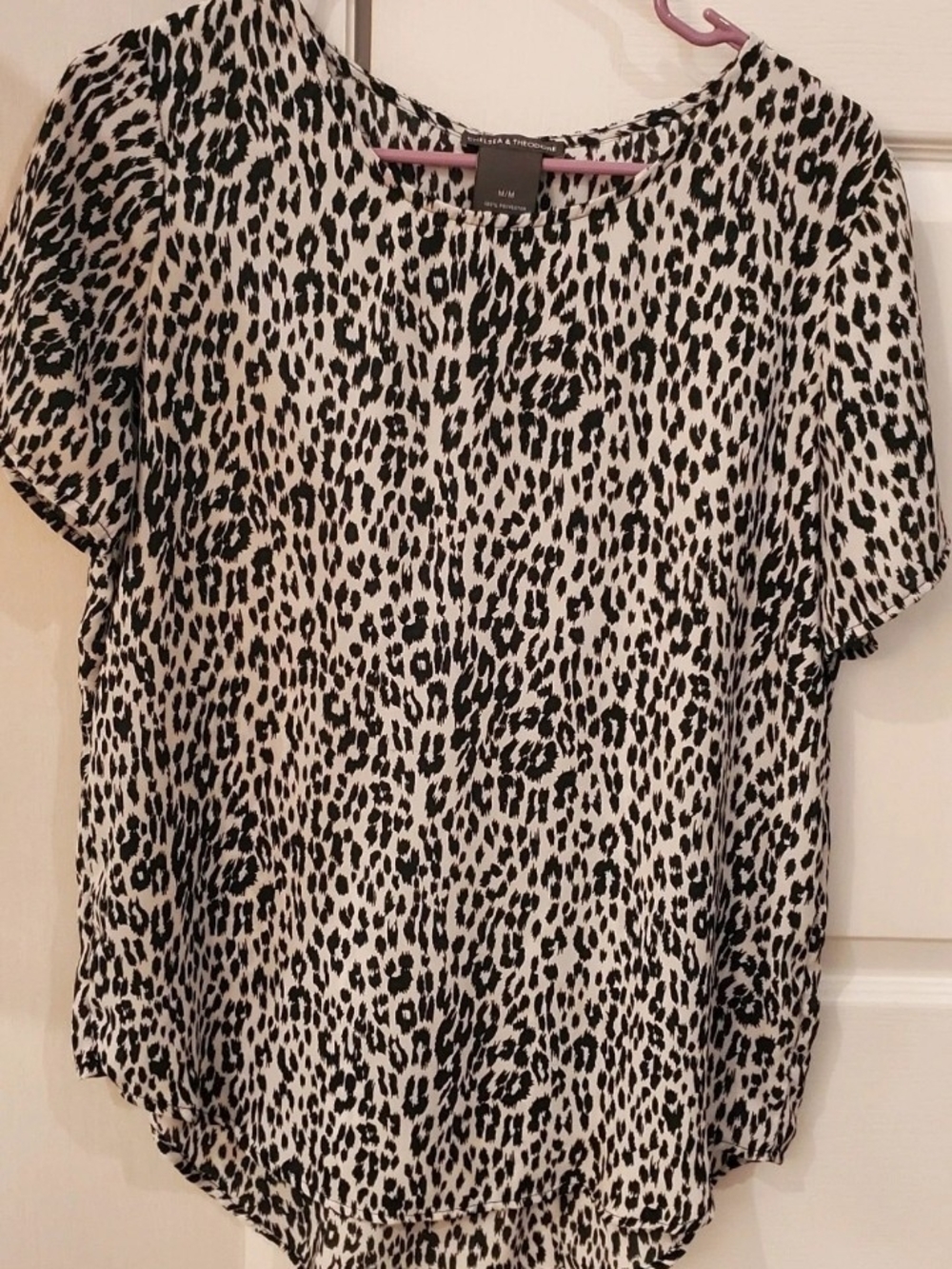 Chelsea & Theodore Black and White Leopard Print Blouse